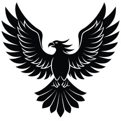 Black eagle silhouette vector illustration features tribal wing design