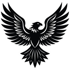 Black eagle silhouette vector illustration features tribal wing design