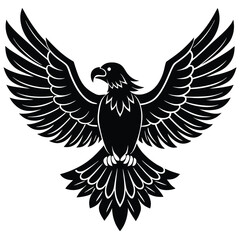Black eagle silhouette vector illustration features tribal wing design
