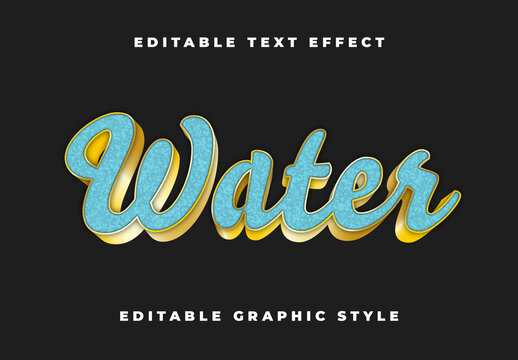 Blue And Golden Textured Font 3D Script Elegant Text Effect