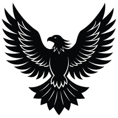 Black eagle silhouette vector illustration features tribal wing design