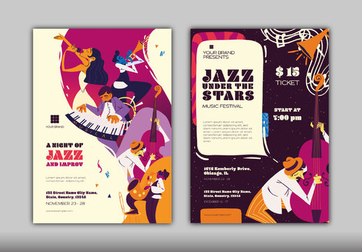 Purple And Yellow Funky Jazz Festival Poster