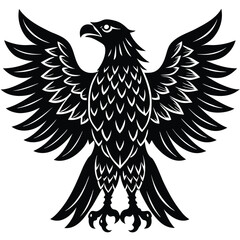 Black eagle silhouette vector illustration features tribal wing design