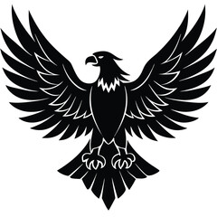 Black eagle silhouette vector illustration features tribal wing design