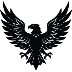 Black eagle silhouette vector illustration features tribal wing design