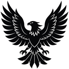Obraz premium Black eagle silhouette vector illustration features tribal wing design