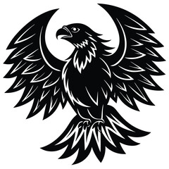 Black eagle silhouette vector illustration features tribal wing design