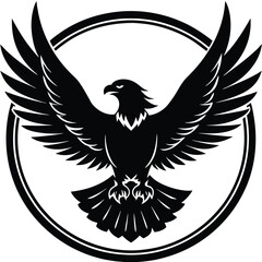 Black eagle silhouette vector illustration features tribal wing design
