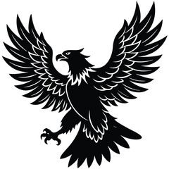 Black eagle silhouette vector illustration features tribal wing design