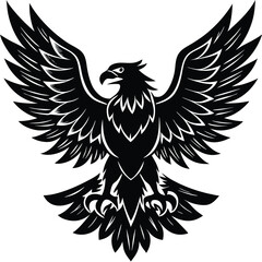 Fototapeta premium Black eagle silhouette vector illustration features tribal wing design