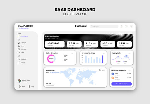 White And Purple SaaS Analytics Dashboard Overview UI Kit