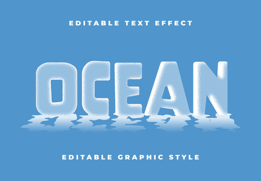 White Water Textured Font Frosty Ice Reflective Text Effect