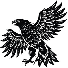 Black eagle silhouette vector illustration features tribal wing design
