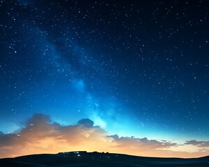 Milky Way over Night Landscape.
