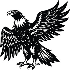 Fototapeta premium Black eagle silhouette vector illustration features tribal wing design