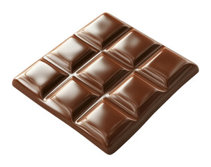 Fototapeta premium Smooth milk chocolate bar shown at an angle, isolated on transparent background