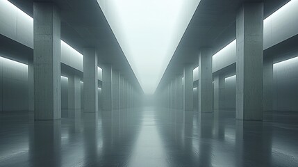Fototapeta premium Empty, modern concrete tunnel