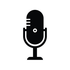 Simple Black Microphone Icon Vector For Podcast And Broadcast Recording