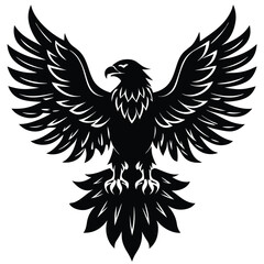 Black eagle silhouette vector illustration features tribal wing design