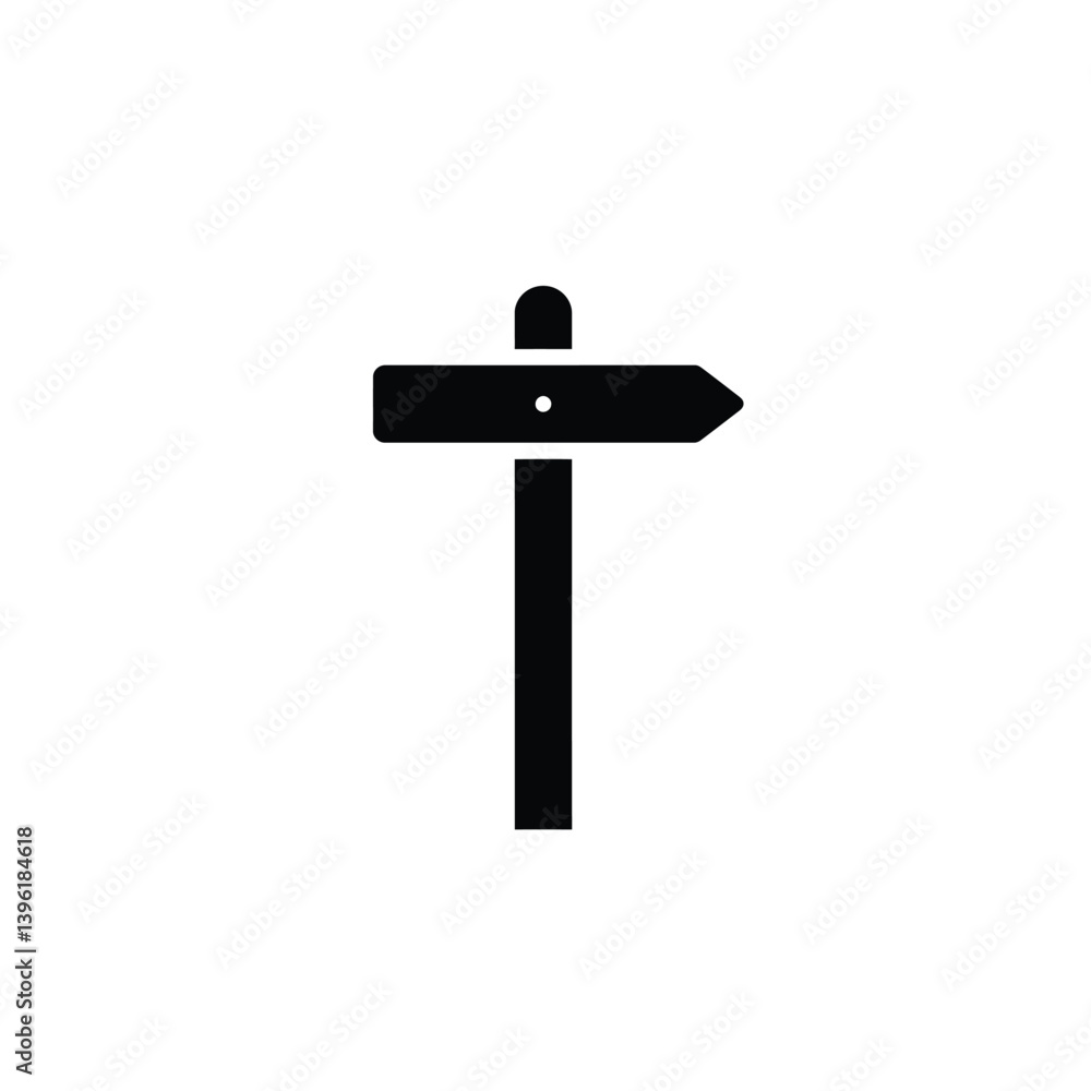 Poster simple black signpost direction arrow guiding navigation and location icon symbol