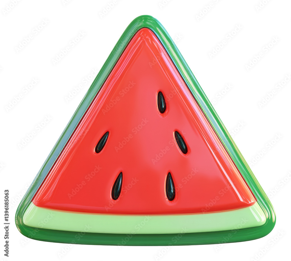 Aufkleber glossy 3d rendering of a watermelon slice with vibrant colors on transparent background