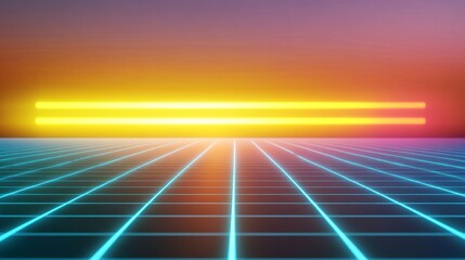Neon grid meets retro sunset in a vaporwave dream. A bold, nostalgic 90s-inspired aesthetic perfect for synth-style visuals or creative digital design