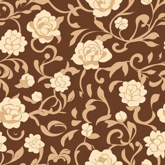 Elegant abstract floral pattern with swirling lines offers a clean, seamless design in a chic oriental style.