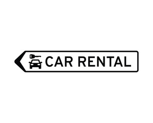 Car Rental Sign with Black Border, White Background, and Iconic Car-and-Key Design – High Quality Vectorial Stock Image