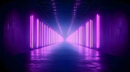 Neon Pink Purple Glowing Tunnel Corridor