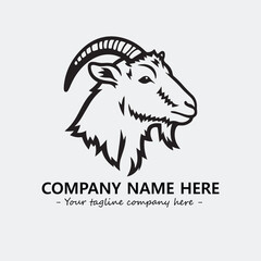 Head of goat illustration black and white for logo company vector image

