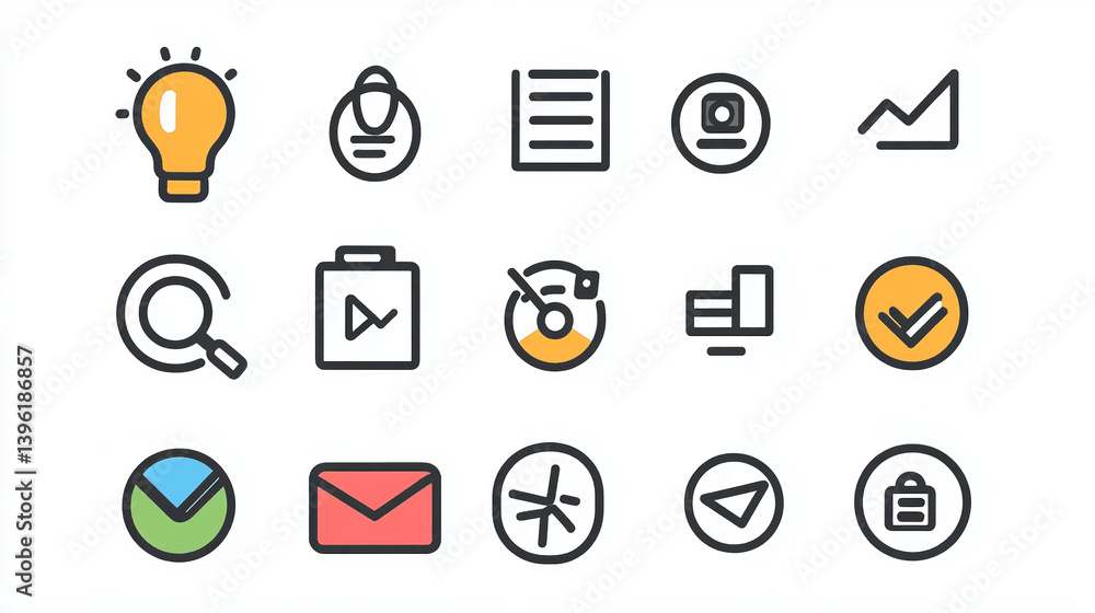 Poster business strategy planning icon set vector design for presentation marketing and data analysis solut