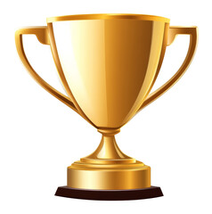 Golden trophy cup isolated on transparent background, symbol of achievement