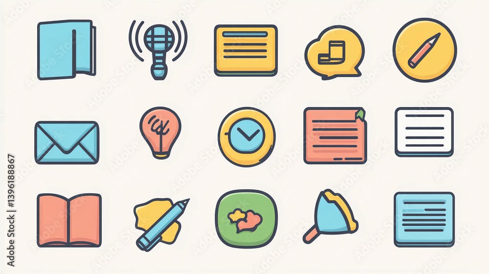 Poster illustration set of business icons for presentation website and app design vector graphic elements