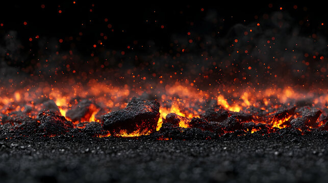Fiery Burning Road At Night