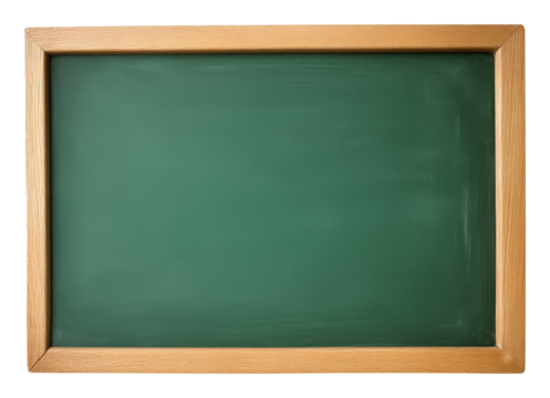 Green chalkboard with wooden frame, educational tool for classroom use