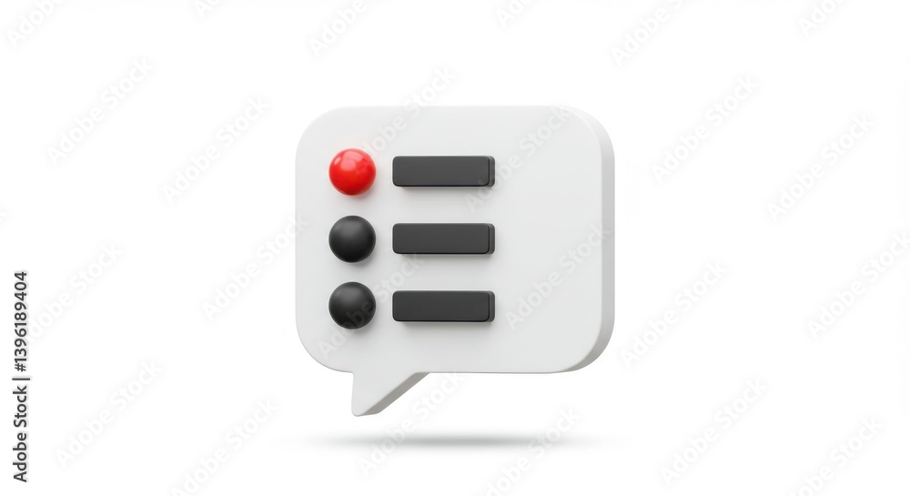 Poster a white speech bubble with red and gray dots and lines