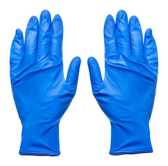 Obraz premium Blue latex gloves on transparent background shown palm side up