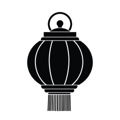 Simple Black Silhouette Of Chinese Lantern Vector Illustration For Graphic Design