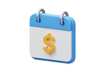 Calendar icon with dollar sign on a white background view