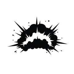 Comic Style Explosion Vector Silhouette With Radial Spikes And Debris Illustration