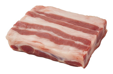 Obraz premium Raw pork belly slab isolated on transparent background, fresh meat texture