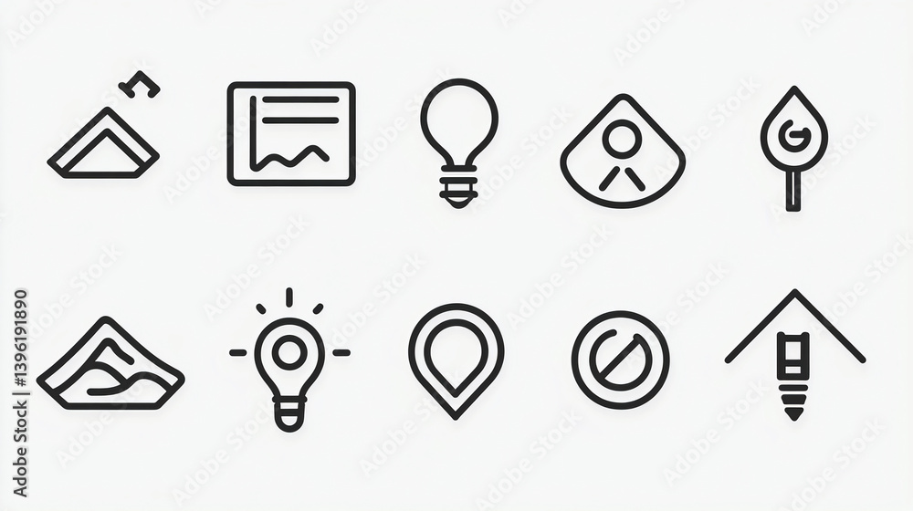 Poster minimalist vector icons set for web design and mobile app development with modern outline style desi