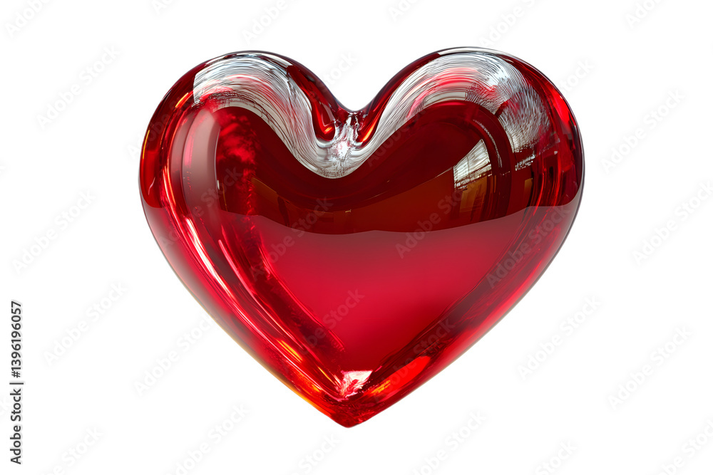 Poster close up of a red heart shaped object against a dark background on transparent background