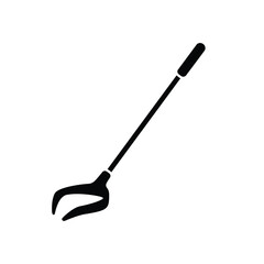 Litter Picker Upper Tool Illustration In Black And White Simple Design
