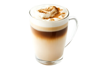 Obraz premium Delicious Layered Latte Delightful Coffee Drink Creamy Whipped Topping Cinnamon Sprinkle Indulgent Treat Warm Beverage Cozy Cafe Atmosphere