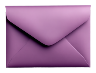 Purple envelope on a transparent background, conveying a sense of elegance and mystery