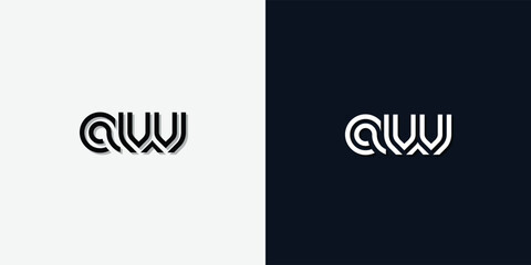 Modern Abstract Initial letter AW logo.