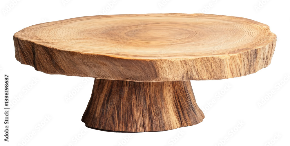 Poster rustic wooden table with natural grain texture and slice design, 3d rendering