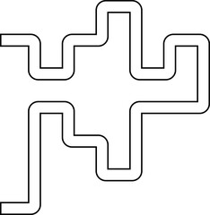 Continuous squared outline with smooth 90-degree turns forming a zigzag maze with overlapping wave-like segments.