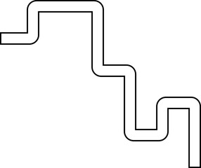 Geometric maze with square waves connected by smooth cornered path forming a looped abstract shape.